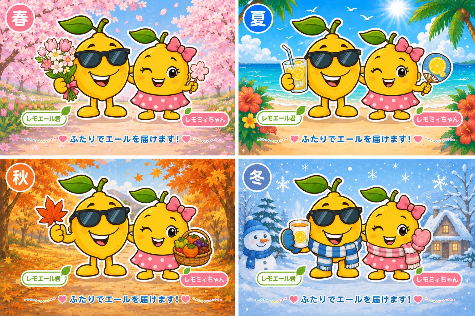 春夏秋冬のレモエール君とレモミィちゃん